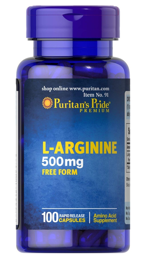 Puritan's Pride L-αργινίνη 500 mg, Υποστήριξη για την Υγεία της Καρδιάς, 100 Count