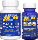 NATURAL STACKS Dopamine Brain Food + Magtech Magnezyum Supplement Sche - Supports Focus, Relaxation & Memory* - 240 Total Capsules