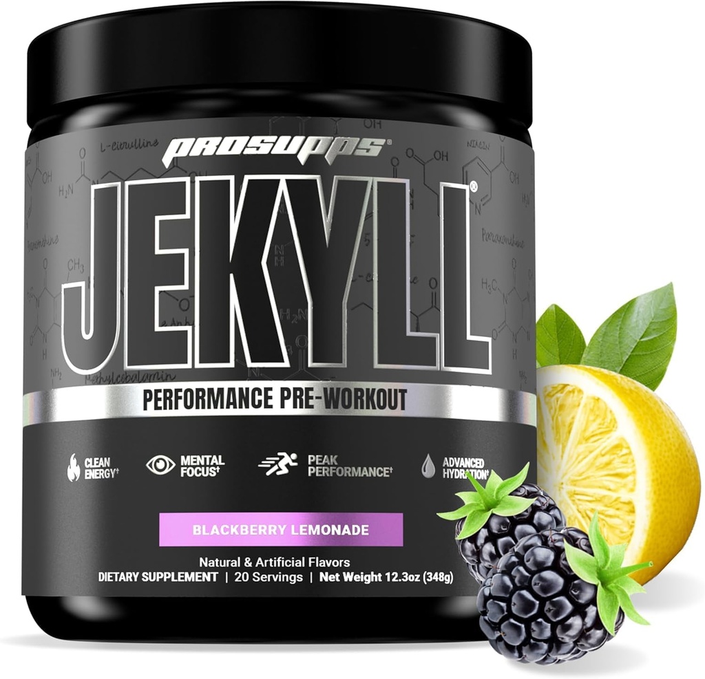 PROSUPPS Dr. Jekyll Performans Pre Workout Toz - Low-Sulant Preworkout Supports Muscle, Focus & Energy - Caffeine-Free Gym & Fitness Supplements (BlackBerry Lemonade, 30 Hizmet)