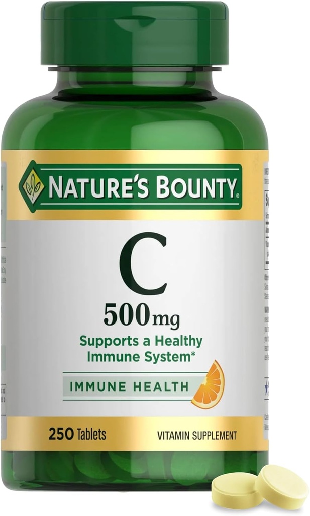 Nature's Bounty Vitamin C 500 mg, Sağlıklı Immune System, Daily Vitamin Supplement, 250 Vejetaryen Tabletler