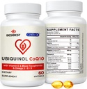 Ubiquinol CoQ10-600 mg-Softgel, Active Coq10 Ubiquinol Supplement with Vitamin E & Omega 3, 6, 9, High Abors-Coenzyme-Q10, Güçlü Enerji Üretimi için Güçlü Antioksit, Test Edildi, 60