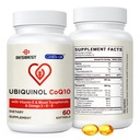 Ubiquinol CoQ10-600mg-Softgel, Active Coq10 Ubiquinol Supplement with Vitamin E & Omega 3, 6, 9, Υψηλή Απορρόφηση-Συνένζυμο-Q10, Ισχυρό Αντιοξειδωτικό για την παραγωγή ενέργειας, Tested, 60 Count