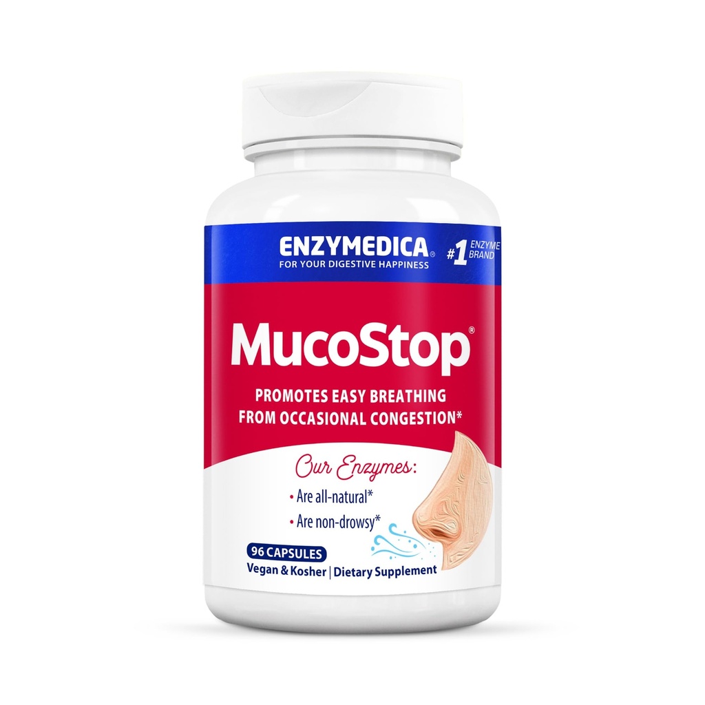 Enzymedica, Muco Dur, Doğal Enzyme Supplement, Relieves Mevsim veya Occasional Congestion, Supports Easy Breathing, 96 Count