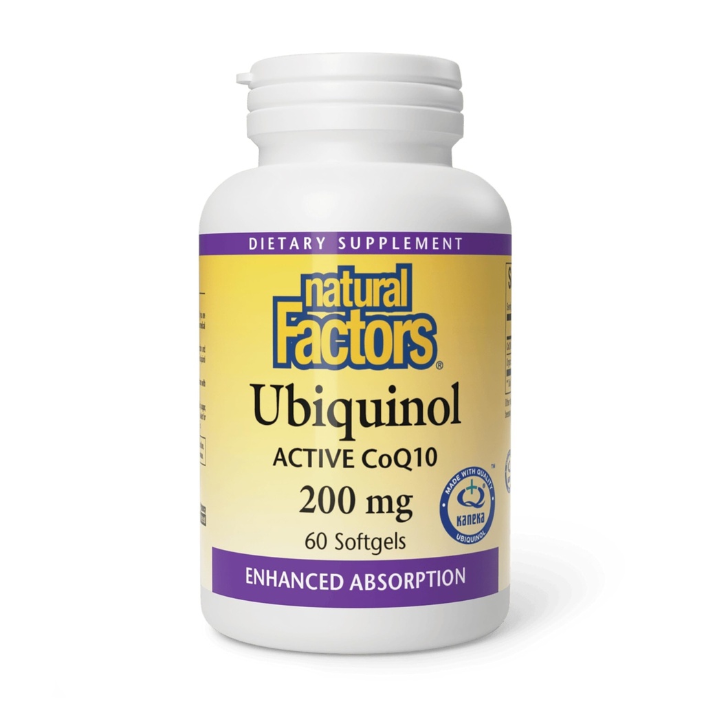 Φυσικοί παράγοντες Ubiquinol 200 mg - Υποστηρίζει την υγεία της καρδιάς & φυσική ζωτικότητα - Συμπλήρωμα αντιοξειδωτικής υποστήριξης με την ανώτερη απορρόφηση - Ενεργειακή υποστήριξη με έλαιο flaxseed - 60 Softgels (60 Servings)