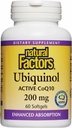 Doğal Faktörler Ubiquinol 200 mg - Kalp Sağlığı ve Doğal Vitality - Antioksi Support Supplement with Superior Abors - Enerji Desteği Flaxseed Oil - 60 Softgels (60 Hizmet)