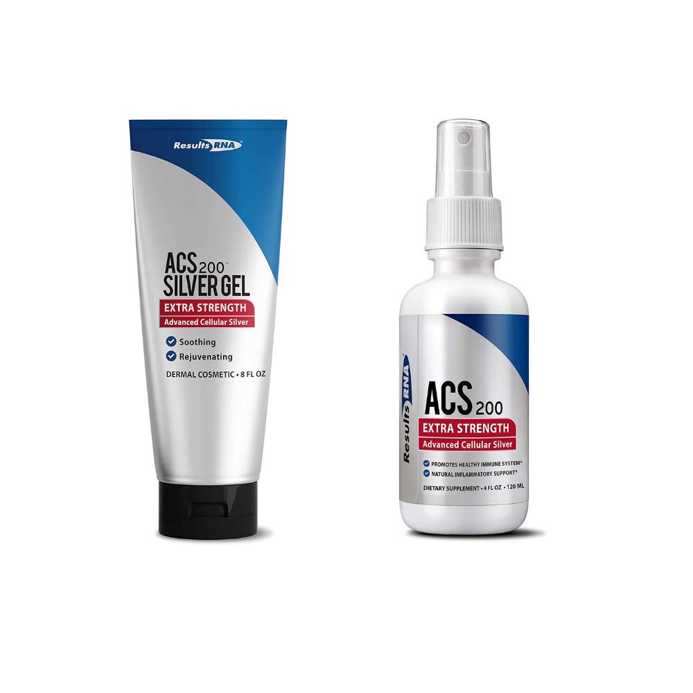 Sonuçlar RNA | ACS 200 Colloidal Silver - 4 Ounce ve Colloidal Silver Gel Ekstra Güçlü | Gelişmiş Hücre Silver Topical Gel for Sunburn, Yaralar, Rashes, Skin Irritations (8 Ounce)