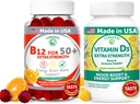 Lunakai ΗΠΑ Made Vitamin B12 & D3 Gummies Bundle for Adults 50+, Supports Energy, Mood & Immune Health, Non-GMO, Gluten-free, Delicious Orange & Pineapple Flavors