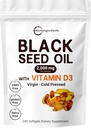 Micro Materialss Black Seed Oil 2000 mg with Vitamin D3 1000 IU, 240 Softgels | Cold Pressed - Nigella Sativa Pills from Egypt, Virgin Oil, Odorless, Non-GMO & No Glutenten