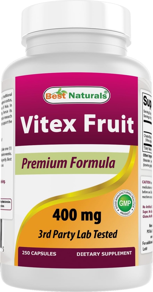 En İyi Naturals Vitex Chasteberry 400 mg 250 Capsules (Pack of 2)