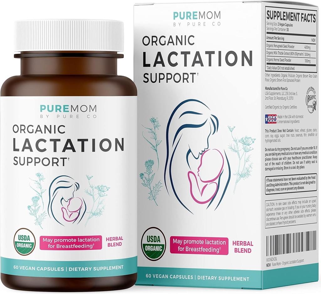 USDA Organik Lactation Supplement - Herbal Emzirme Desteği ile Süt - Anneler için Yardım - Organik: Fenugreek Tohum, Fennel & Süt Butle - 60 Vegan Capsules (No Pills veya Kurabiyeler)