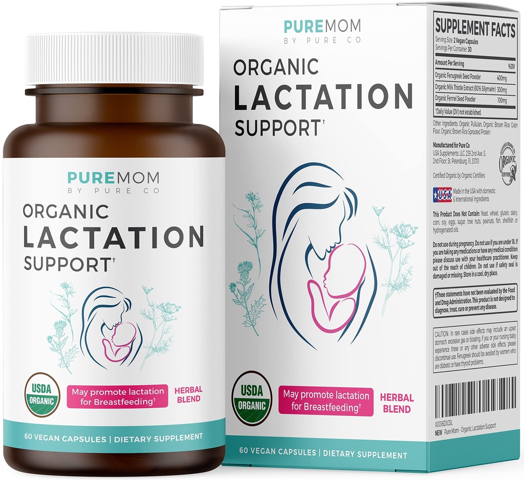 USDA Organik Lactation Supplement - Herbal Emzirme Desteği ile Süt - Anneler için Yardım - Organik: Fenugreek Tohum, Fennel & Süt Butle - 60 Vegan Capsules (No Pills veya Kurabiyeler)