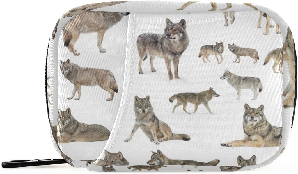 Animal Wolf Pill Box 7 Günlük Pill Case Travel Pill Organizer Bag with shower Weekly Case Bag Compact Boyut for Vitamin Supplement Sahibi için