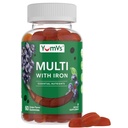 YUM-V'S Iron Gummies - Multivitamin Iron Supplement with Vitamin C, A, B & Zinc, Υποστηρίζει οξυγόνο αίματος, Vegan Συμπληρώματα για γυναίκες, άνδρες & παιδιά για την ανάπτυξη και την ανάπτυξη - Grape Flavor 