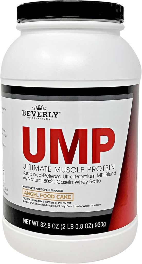 Beverly International UMP Protein Powder, Angel Food Cake. Μοναδικό Whey-Casein Ratio Χτίζει Lean Μυς. Εύκολα Digest. Δεν Bloat. (32,8 oz) 2lb .8 oz