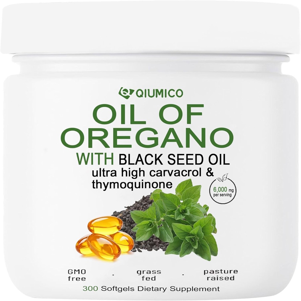 Black Seed Oil Softgels ile Oregano'nun petrolü, Oregano Oil Capsules Organik, Black Seed Oil 200mg ile Oregano'nun 1. 6000 mg Petrolü'nde, 300 Kont Kont Kont Kont