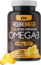 Triple Strength Omega 3 Fish Oil Supplements, High EPA Fish Oil Omega 3 Supplements, EPA ve DHA Omega3 Fatty Acids with Vitamin D, High Potency Omega3 Supplement, 120 Softgels, Unflavoreded