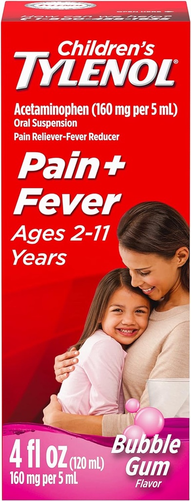 Çocuk Tylenol Oral Suspension Medicine, Kids' Sıvı Tıp Ağrısı Soğuk + Flu Belirtileri, aspirin-, Ibuprofen- & Alkol Özgür, Bubble Gum, 4 fl. ozz