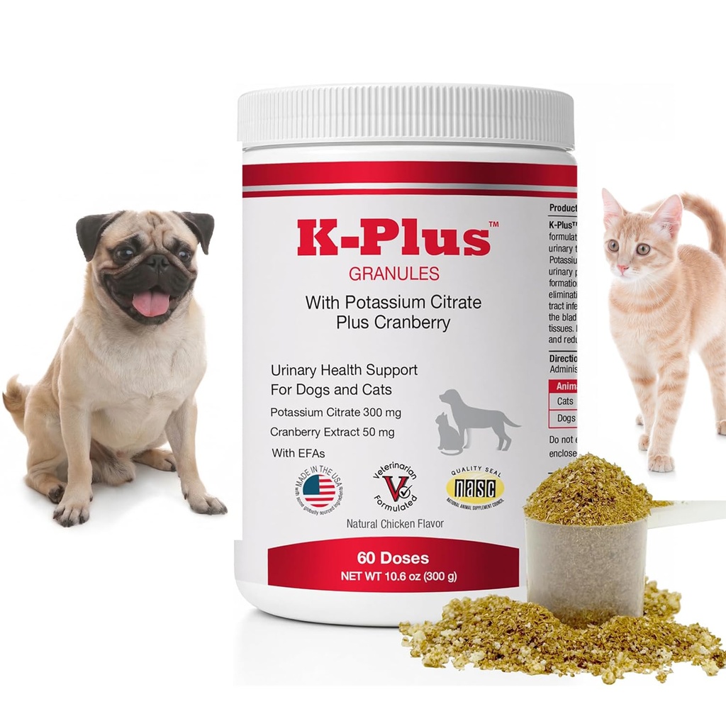 K-Plus P Properties Citrate + Cranberry Granules for Dogs & Cats – Vet-Approved UTI & Blad Health Support – Helps maintain Urinary Balance & Kidney Function – Easy-to-Use Granules – 60 Dos