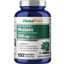 NusaPure Mullein Leaf Capses 10:1 Extract, 500 mg Ισοδύναμο με 5.000 mg ανά Veggie Caps - 150 Count - Verbascum Thapsus (Non-GMO, Vegan) Συμπλήρωμα διατροφής