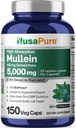 NusaPure Mullein Leaf Capsules 10:1 Ekstraksiyon, 500 mg Veggie Caps - 150 Kont - Verbascum Thapsus (Non-GMO, Vegan) Diyetsel Supplement