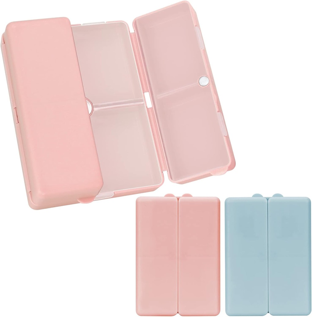 FYY Daily Pill Organizer,2 Adet 7 Karşılaştırma Portreatif Pill Case Travel Pill Organizer, [Folding Design] Pill Box for Purse Pocket to Hold Vitamins,Cod Liver Oil,Supplements and Drug-Pink+ Deniz Kuvvetleri