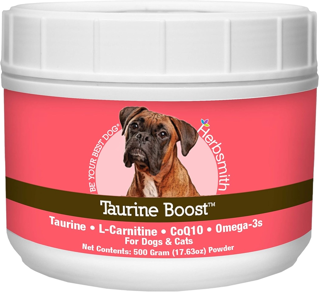 Herbsmith Taurine Boost - Köpekler ve Kediler için Kalp Desteği - Köpek ve Kedi Kalp Sağlığı için Taurin Tamamı - CoQ10, Taurin ve L-Carnitine ile - 500g