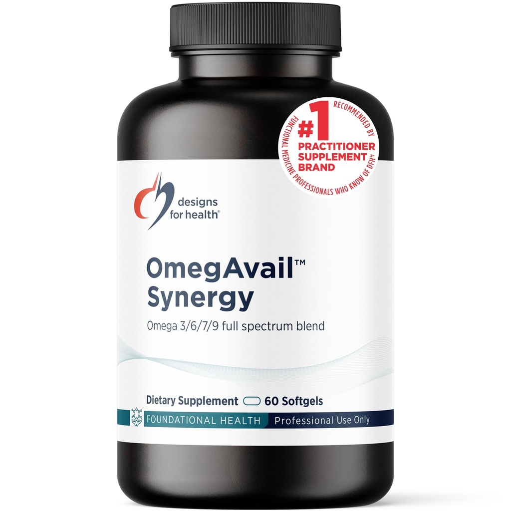 Sağlık OmegAvail Synergy için tasarımlar - Yetişkinler için Omega Kompleks - Borage ve Macadamia Oil + Triglyceride (TG) Balık Yağı DHA & EPA (60 Softgels)