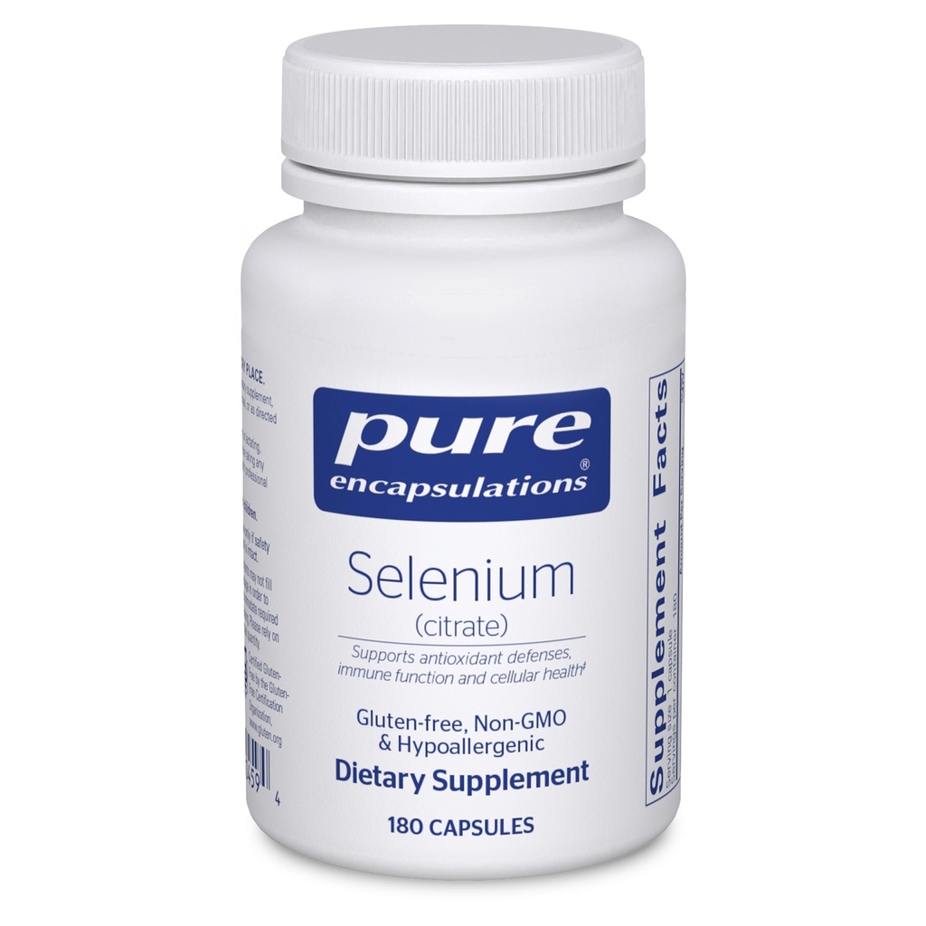 Pure Encapsulations Selenium (Citrate) - Immune System Support & Cellular Health - Antioksi Supplement - Supports Blood Flow* - Gluten Free & Vegan - 180 Capsules