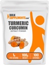BulkSupplements.com Turmeric Extract Toz - Turmeric Root, Curcumin Supplements, Turmeric Curcumin Toz - Gluten Free, 1g per Service, 100g (3.5 oz) (Pack of 1)