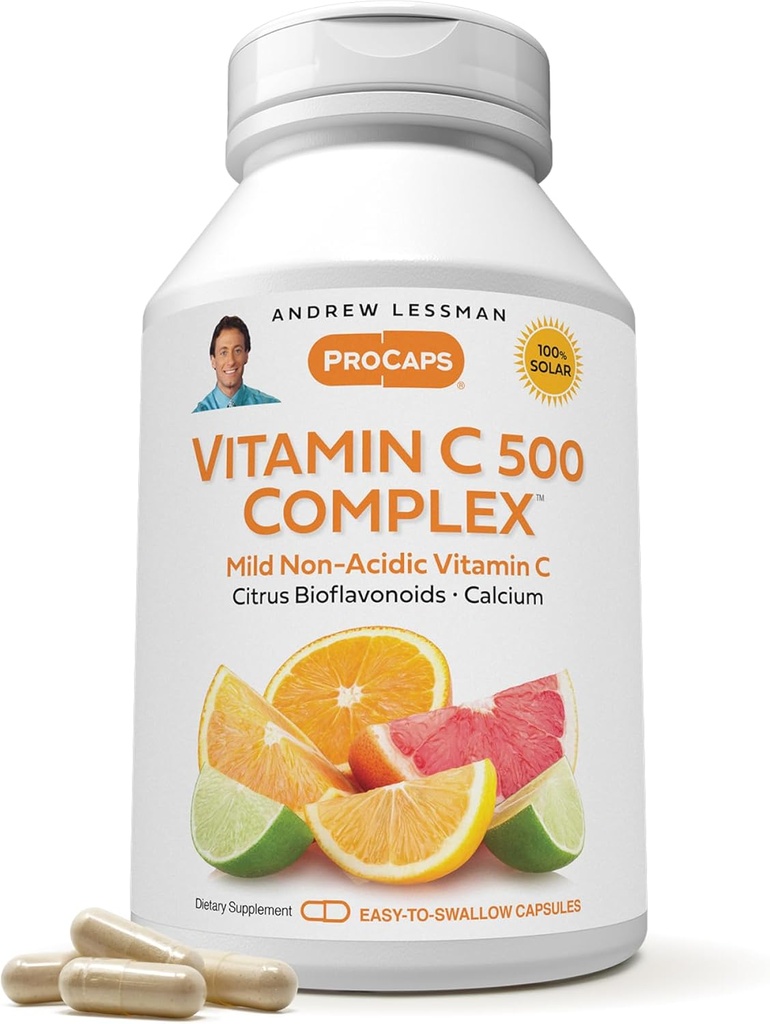 ANDREW LESSMAN Vitamin C 500 Kompleks 720 Capsules - Non-Acidic Vitamin C Plus Citrus Bioflavonoids for Immune System and Anti-Oxidant Support, No Stomach Upset, Easy Small to Swallow Capsules