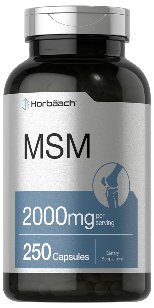 Horbäach MSM Supplement Capsules | 2000 mg | 250 Count | Non-GMO ve Gluten Free Formula | Metrikfonylmethane