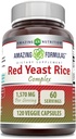 Amazing Formulas Red Yeast Rice Kompleksi | 1570 Mg Per | 120 Veggie Capsules | Alfa Lipoic Acid, CoQ10, Milk Thistle Extract | Made in USA