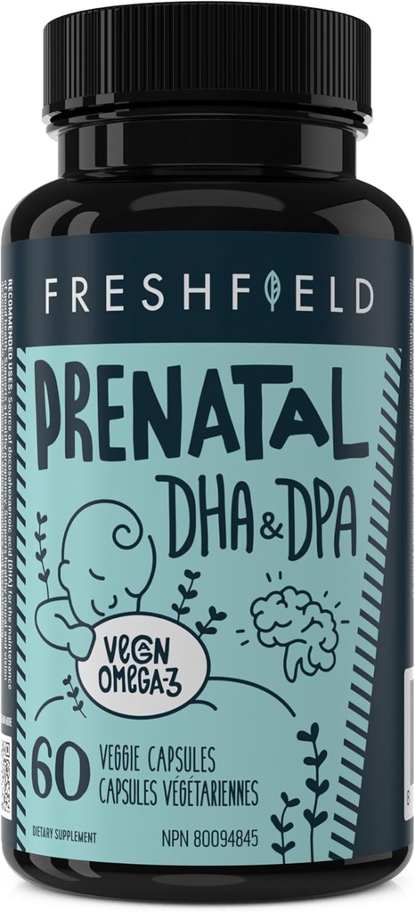 Freshfield Προγεννητική Vegan Omega 3 DHA: Βιώσιμη, Carragenan δωρεάν, τρίτο μέρος δοκιμαστεί, Compostable μπουκάλι, άνθρακα ουδέτερο. Υποστηρίζει καρδιά, εγκέφαλο, κοινή υγεία w/DPA