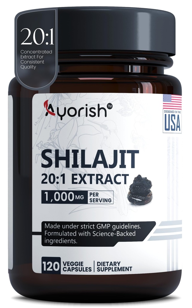 Αγνή κάψουλες Shilajit 1000mg 120 Μετρήστε με Fulvic Acid & 85+ Trace Minerals για την ενίσχυση της ενέργειας και του ανοσοποιητικού υποστήριξης άνδρες & γυναίκες καλύτερα από Shilajit Resin