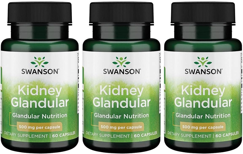 Swanson Kidney Glandular 500 mg 60 Caps 3 Συσκευασία