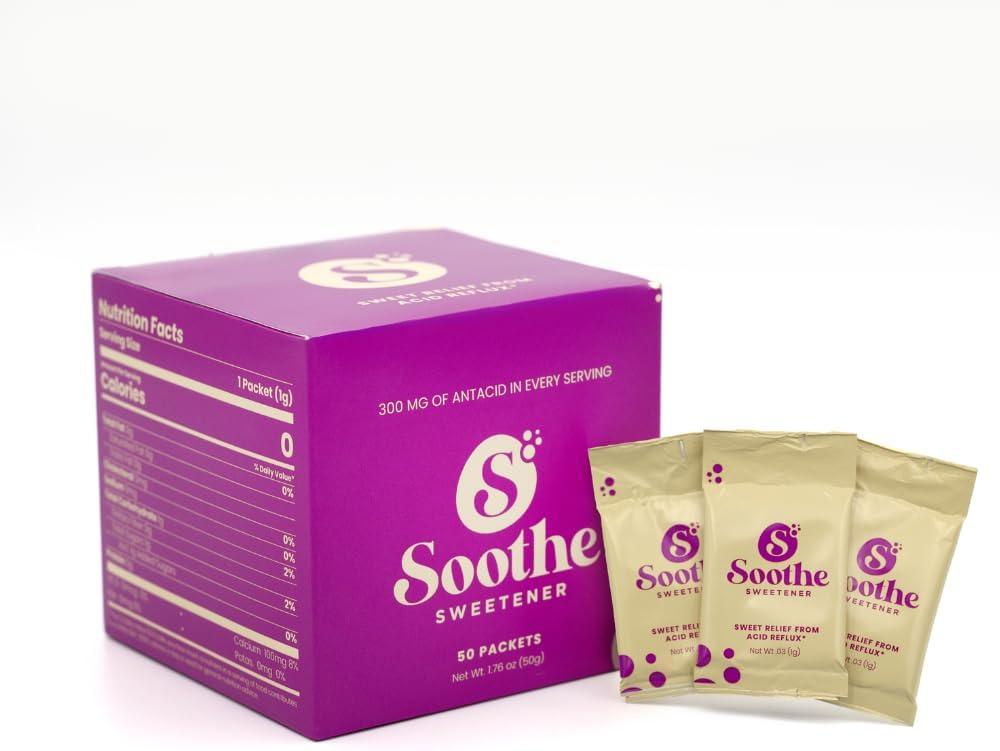 Tatlı Relief Soothe Natural Antacids for Acid Reflux - Food Carbonate Heartburn Relief, Zero Calorie Sweetener, İçecek Geliştirmer (50 Count)