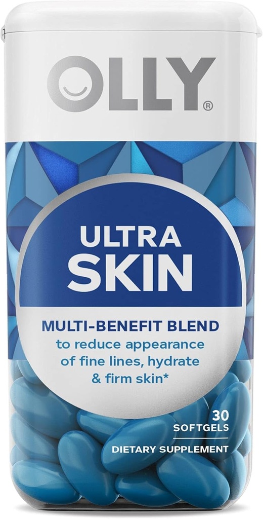 OLLY Ultra Strength Skin Softgels, Hydrate ve Firma Skin, Hyaluronic Acid, Zeaxanthin, Lutein, C, Skin Supplement, 30 Day Supply - 30 Count (Package May Vary)