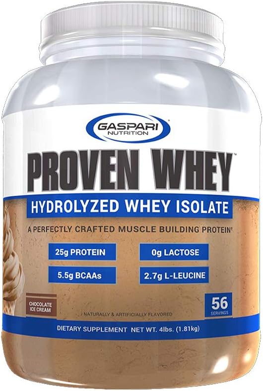 Gazpari Beslenme Proven Whey,% 100 Hydrolyzed Whey Isolate, Yüksek Protein, Lactose Free, Low Carbohidrat ve Low Sugar (4lb, Ice Cream)