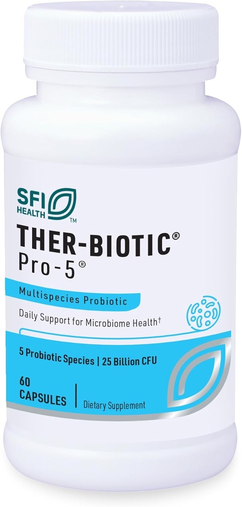Klaire Laboratuvarları SFI Health Pro-5 Probiyotik - 25 Milyar CFU High Dose Multispecies Gut Re sömürgeleştirme Desteği Erkekler ve Kadınlar için, Hipoallergenic & Dairy-Free (60 Capsules)