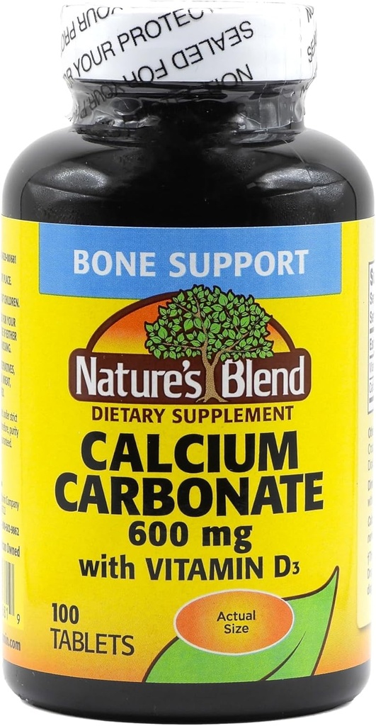 Nature's Alexander Carbonate 600 mg with D3 400 IU 100 Tablets, (Pack of 1), 079854016819