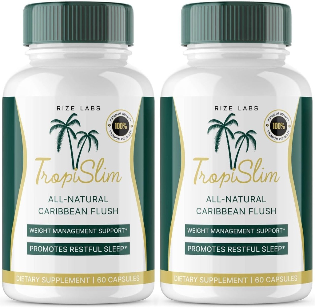 (Επίσημη 2 τεμ.) Tropislim, Tropislim All Natural Caribbean Flush, συμπλήρωμα απώλειας βάρους, Tropislim Sliming Κάψουλες για γυναίκες, Υγιεινό στυλ ζωής + Leaner Physique, Τροπικές Κριτικές (120 κάψουλες)