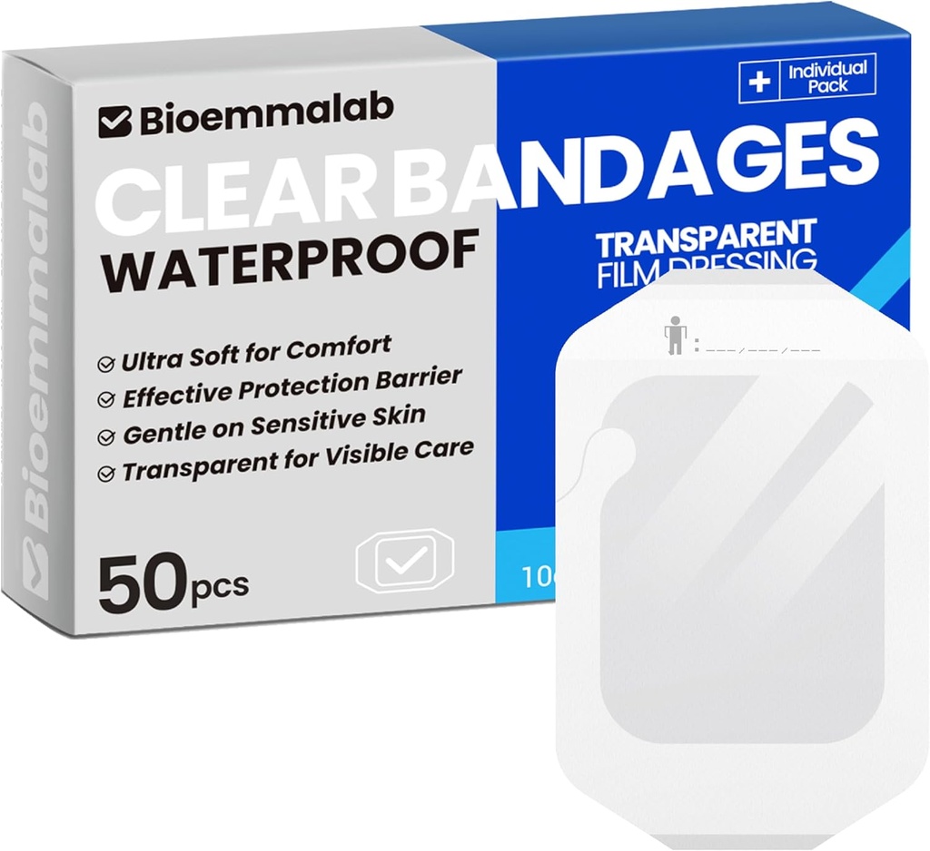 Büyük Havalimanları Clear Dressings Dövme Bant Hassas Skin Yaraları Bakımı, Say Film Elbisesi Occlusive Patch for Post Surgery Use, 4" x 4 3 3", 50 Packs