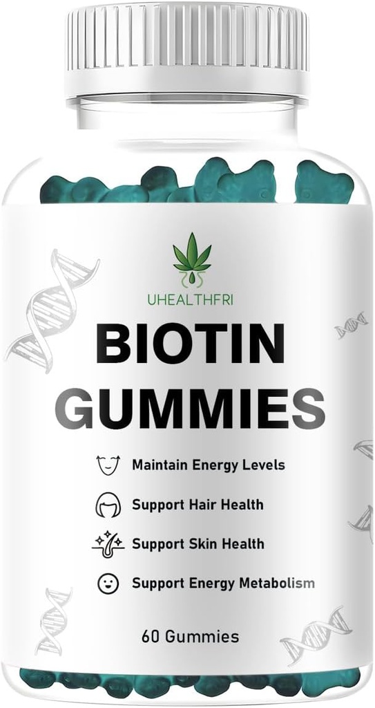 Biotin Gummies, μαλλιά, δέρμα και νύχια Gummies - Υποστηρίζει υγιή μαλλιά - Vegan Βιοτίνη Βιταμίνες για γυναίκες & άνδρες (1)