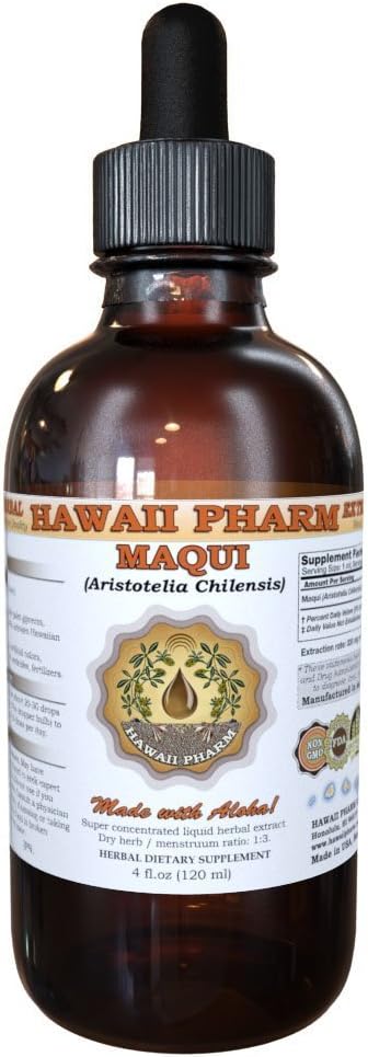 HawaiiPharm Maqui Liquid Extract, Organik Maqui (Aristotelia chilensis) Tincture Supplement 2 oz
