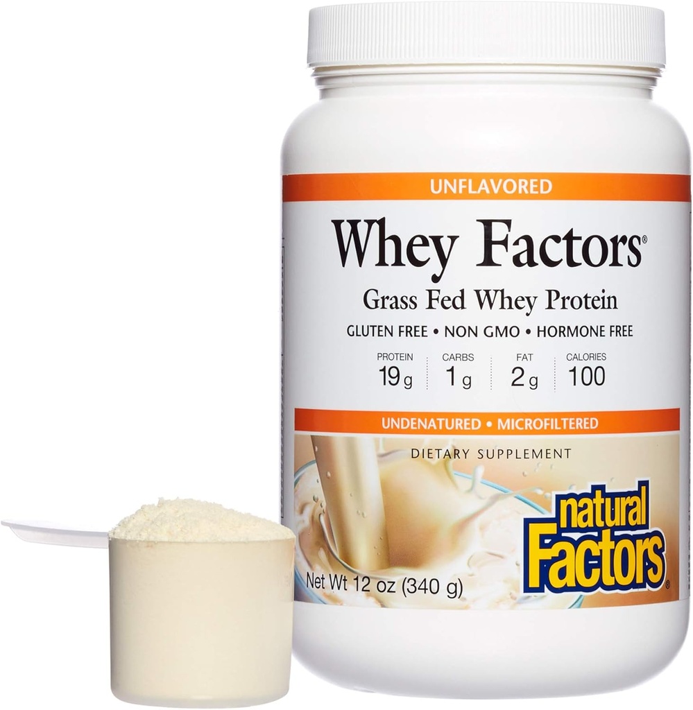 Doğal Faktörler tarafından Whey Faktörleri, Grass Fed Whey proteini, Aids Kas Development ve Immune Health, Unflavored, 12 Oz Oz