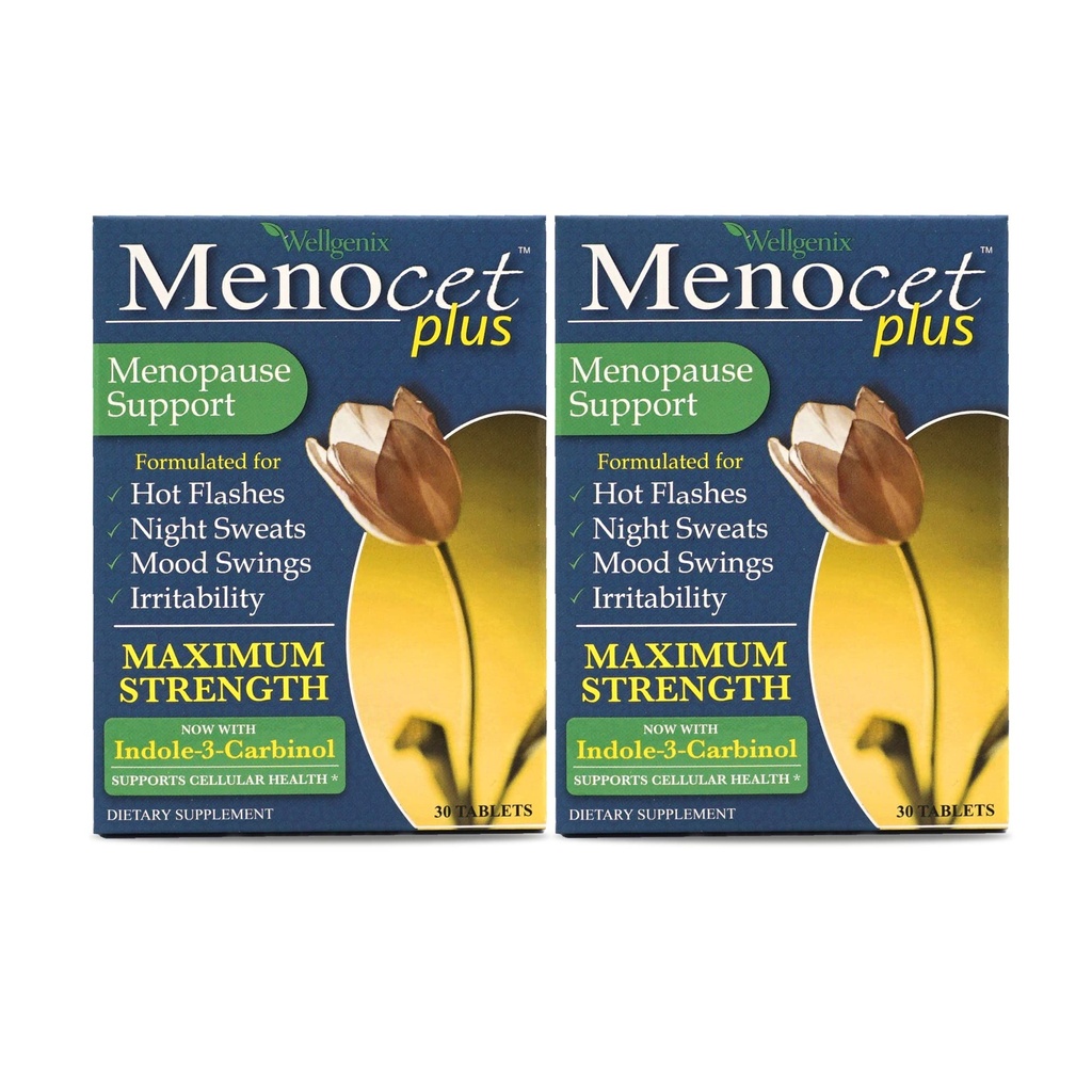 Wellgenix Menocet Plus Menopause Support - All-in-One Menopause Supplement - Daily Relief Feminine Care - Hot Flashes, Night Sweats, Mood Swings & Irritability - 30 Tabletler (Brook of 2)