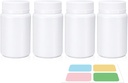 Beyaz Pill Şişe, Pills Capsules Vitaminleri Için Kolektif Şişeler, Gıda Sınıf Plastik Tıp Konteynerleri Seyahat için Etiketler (3.4oz/100 ml, 4 Adet)