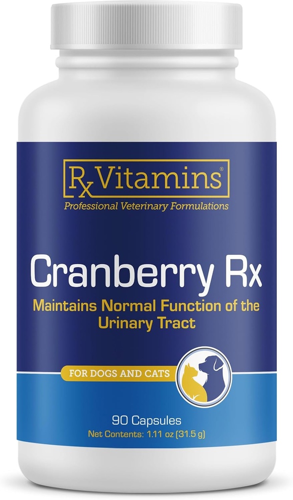 RXs Vitamin Cranberry Capsules - Köpek ve Kediler için Cranberry Supplement - Urinary Tract Health ve Bladder Health için Destek - Cat UTI Remedy ve Dog UTI Prevention - Boost Immune Support - 90 count