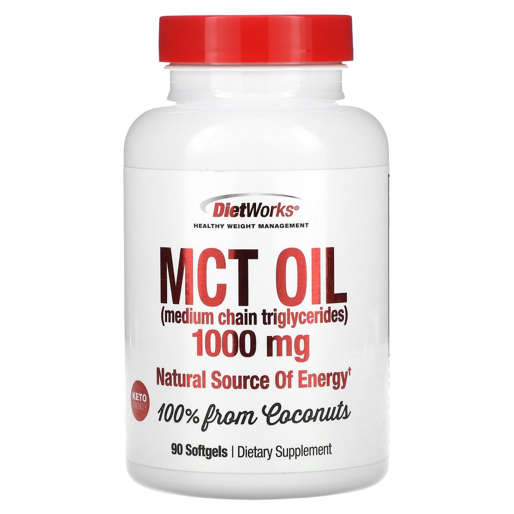 DiyetWorks Mct Oil Softgels, Supports Fat Comb, Boost Metabolism, Doğal Enerji Kaynağı, Kilo Kaybı, Keto ve Paleo Dostu, 90
