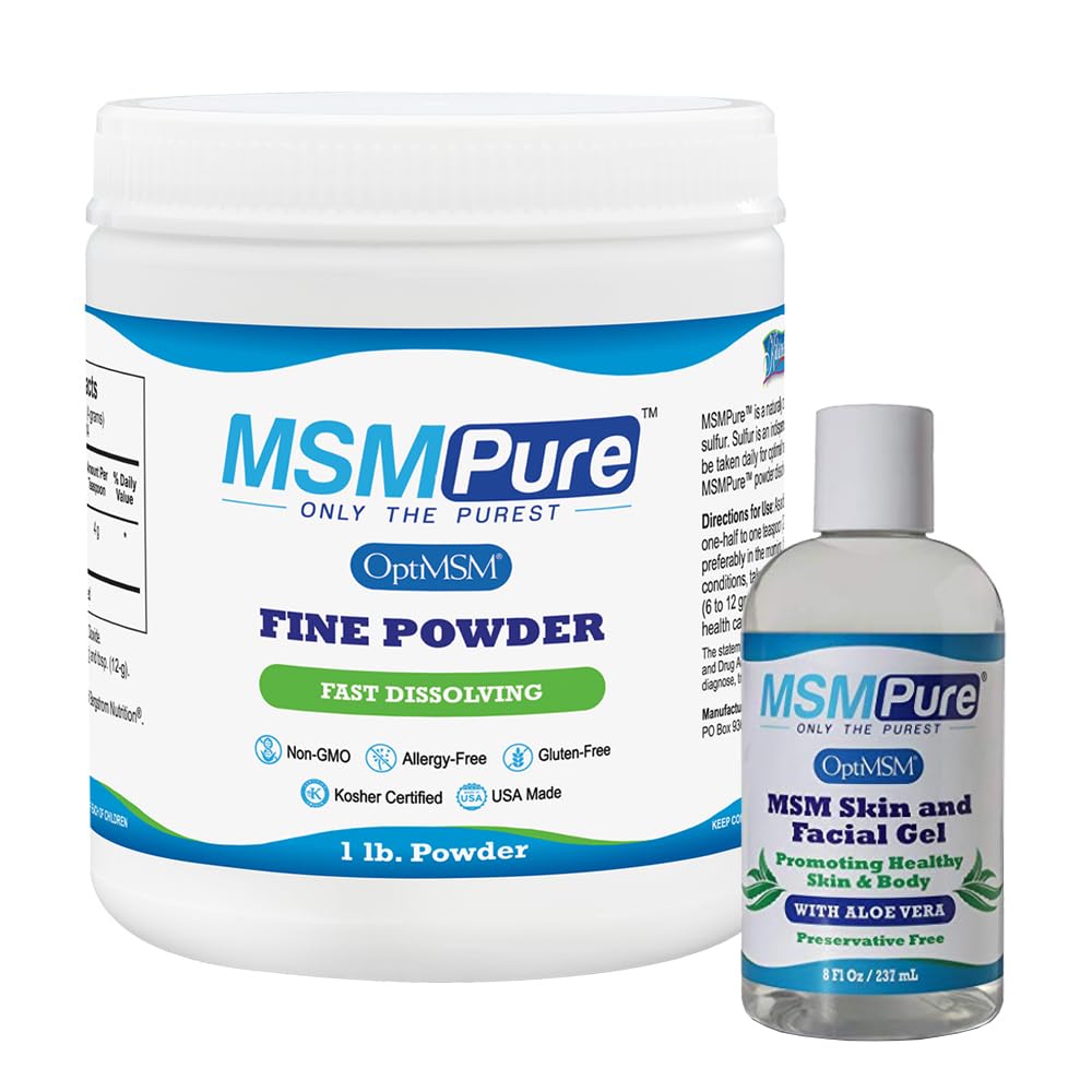KALA SA MSMPure MSM Fine Toz 1lb ve MSM Gel ile Organik Aloe 8oz Sche